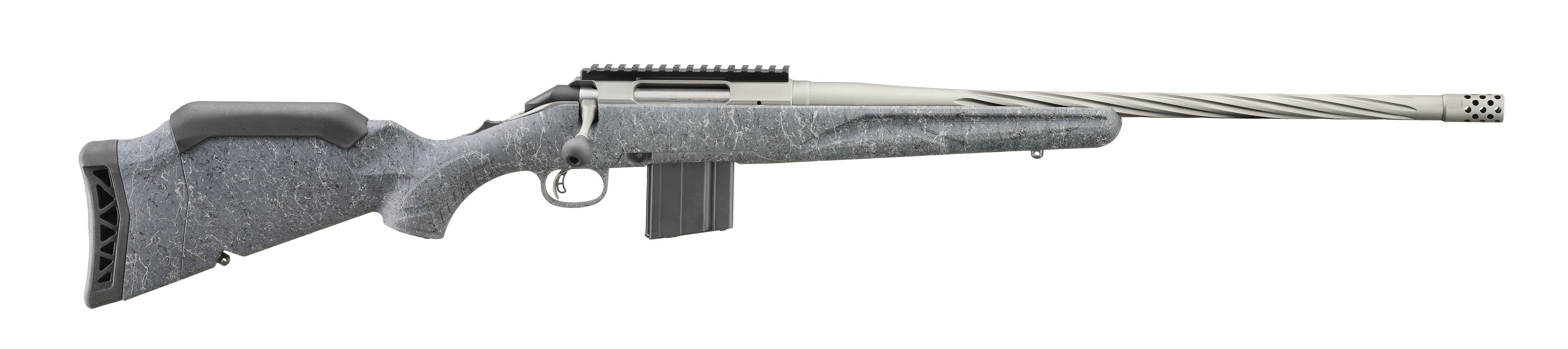 Ruger 46918 American II Full Size 22 ARC 10+1 20" Cobalt Cerakote Spiral Fluted Threaded Barrel & Alloy Steel Receiver w/Picatinny Rail, Gray Splatter Adj LOP Synthetic Stock