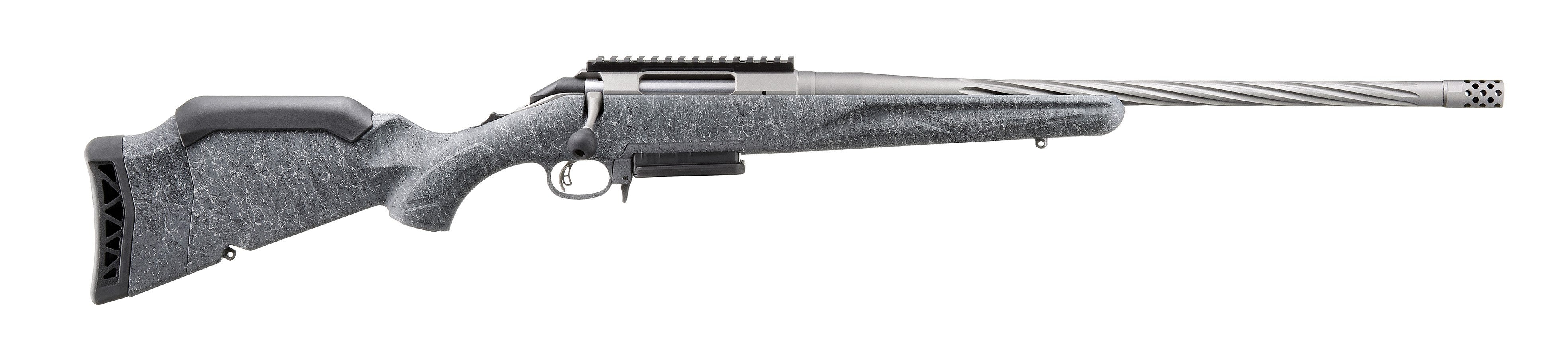 Ruger 46912 American II Full Size 6mm Creedmoor 3+1 20" Cobalt Cerakote Spiral Fluted Threaded Barrel & Alloy Steel Receiver w/Picatinny Rail, Gray Splatter Adj LOP Synthetic Stock