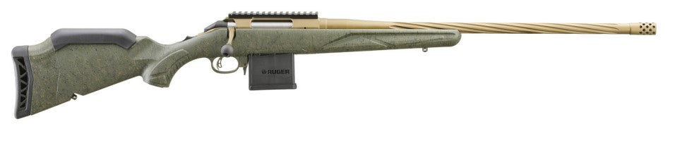 Ruger 46942 American II Predator Full Size 6.5 Grendel 10+1 22" Burnt Bronze Cerakote Spiral Fluted Threaded Barrel & Alloy Steel Receiver w/Picatinny Rail, Green Splatter Adj LOP Synthetic Stock