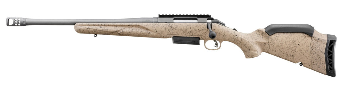 Ruger 46961 American II Ranch 450 Bushmaster 3+1 16.40" Cobalt Cerakote Threaded Barrel & Alloy Steel Receiver w/Picatinny Rail, Flat Dark Earth Splatter Adj Comb & LOP Synthetic Stock, Left Hand
