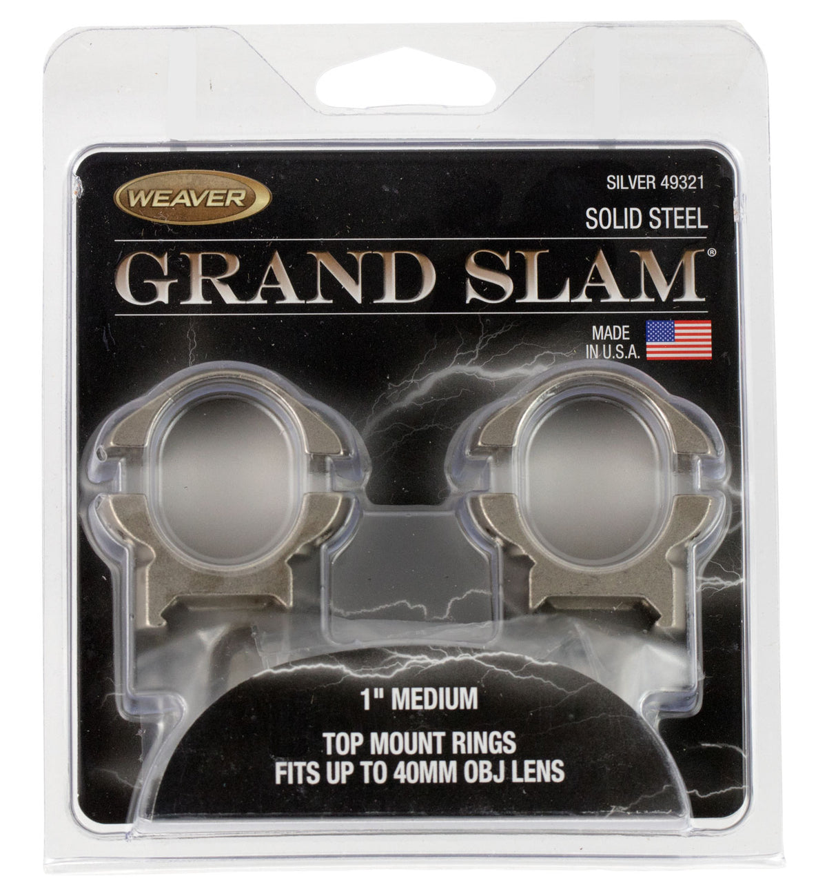 Weaver 49321 Grand Slam 1" Medium Scope Rings Silver