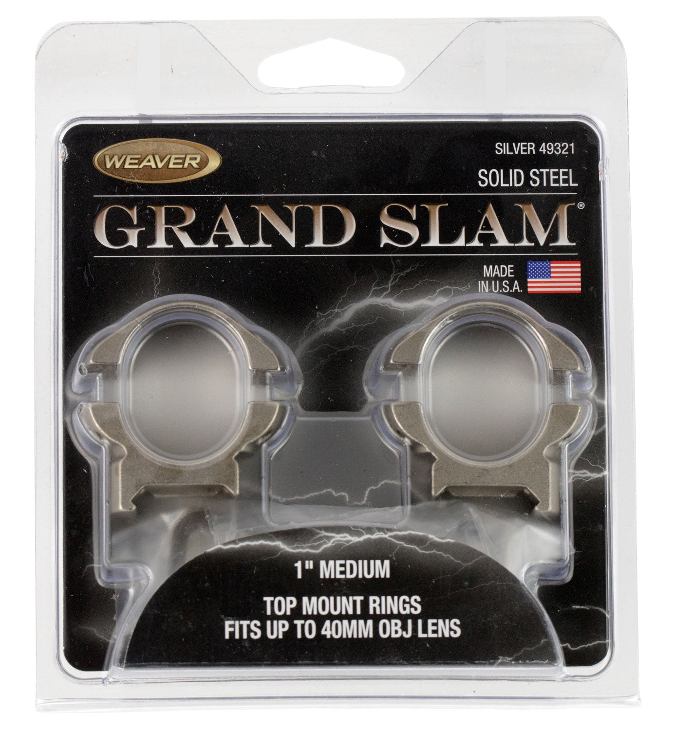 Weaver 49321 Grand Slam 1" Medium Scope Rings Silver