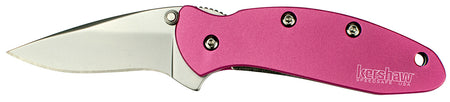 Kershaw Chive Pink Folding Knife 1.90" Drop Point 420HC SS Bead Blasted Blade, Pink Anodized Handle