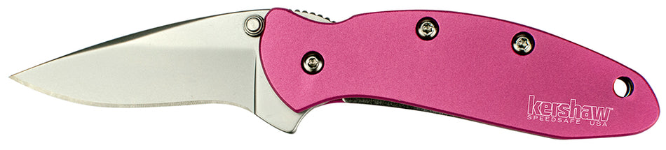 Kershaw Chive Pink Folding Knife 1.90" Drop Point 420HC SS Bead Blasted Blade, Pink Anodized Handle