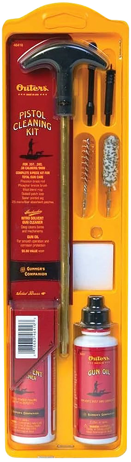 Outers Brass Rod Universal Pistol Cleaning Kit with Microfiber Patches