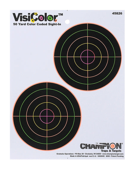 Champion VisiColor 5 Inch Double Bullseye Self-Adhesive Paper Target 10 Pack