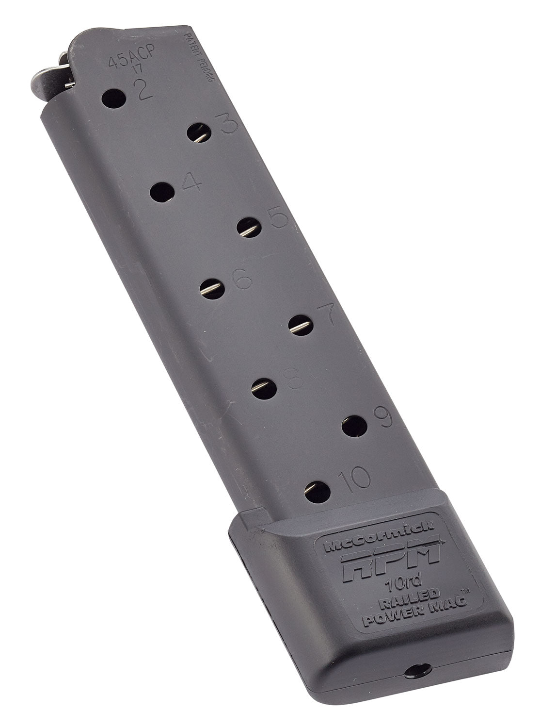 CMC Railed Power Mag 10rd .45 ACP 1911 Government Black Stainless Steel Pistol Magazine