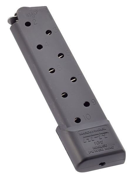 CMC Railed Power Mag 10rd .45 ACP 1911 Government Black Stainless Steel Pistol Magazine