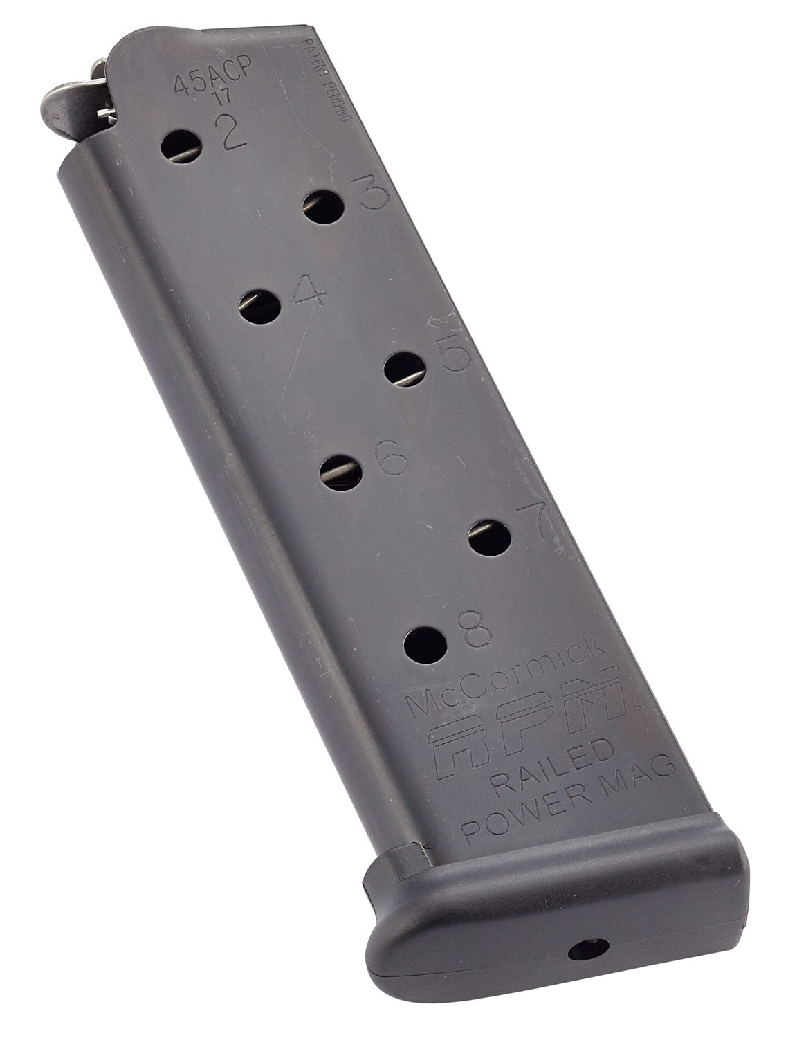 CMC Railed Power Mag 8rd .45 ACP 1911 Government Black Stainless Steel Pistol Magazine