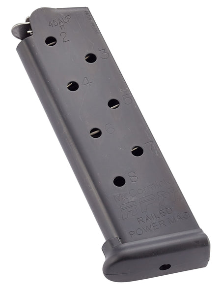 CMC Railed Power Mag 8rd .45 ACP 1911 Government Black Stainless Steel Pistol Magazine