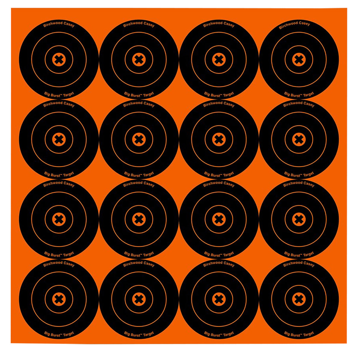 Birchwood Casey 3" Bullseye Big Burst Self-Adhesive Revealing Target Black/Orange 48 Pack