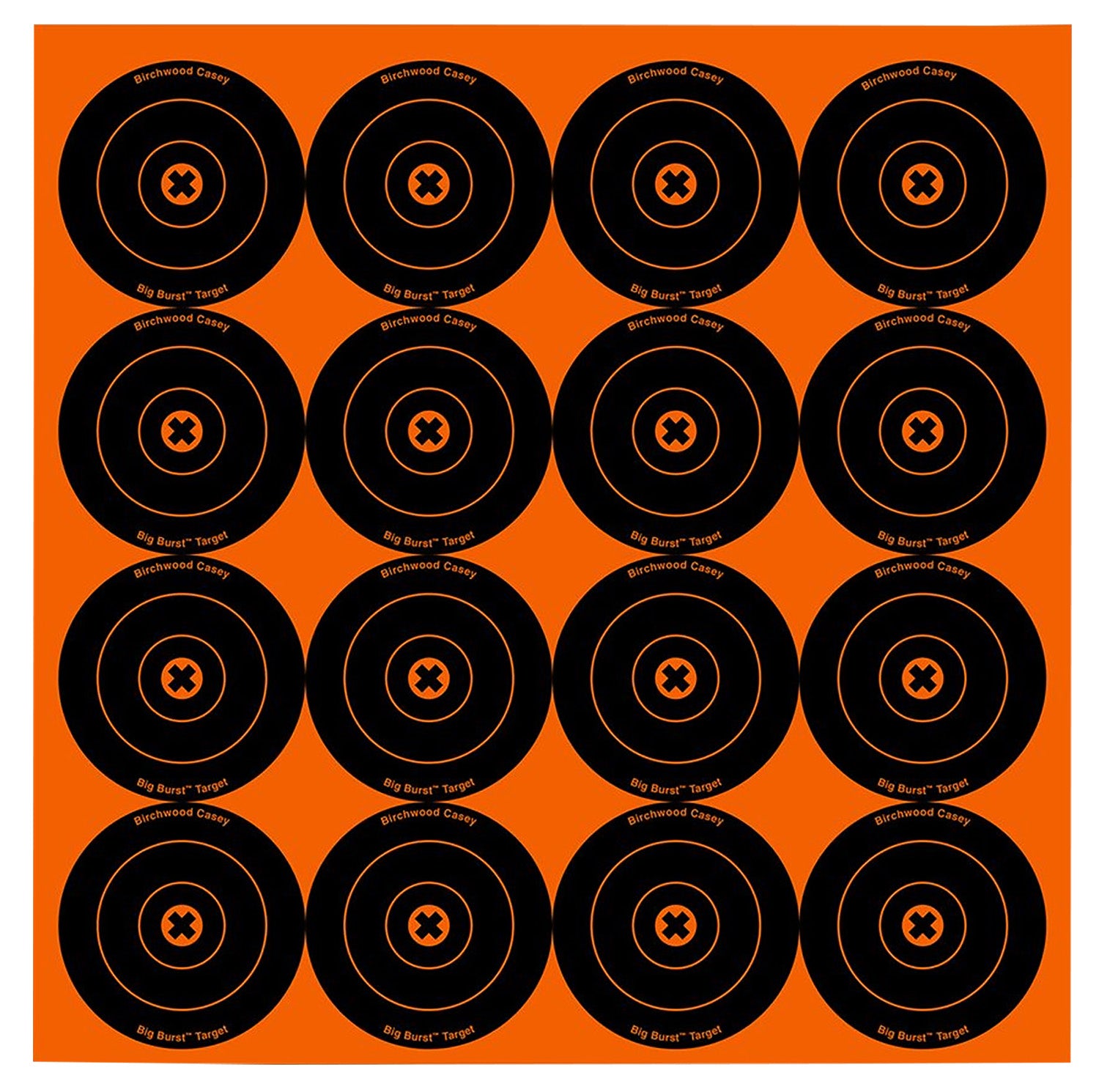 Birchwood Casey 3" Bullseye Big Burst Self-Adhesive Revealing Target Black/Orange 48 Pack