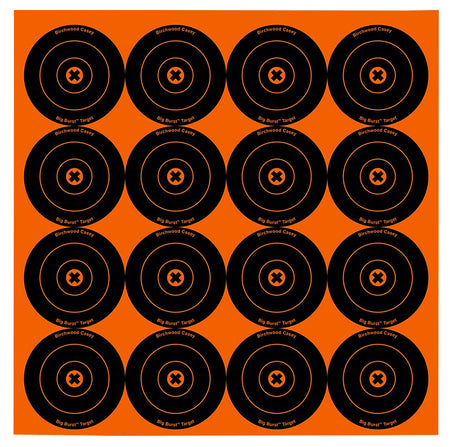Birchwood Casey 3" Bullseye Big Burst Self-Adhesive Revealing Target Black/Orange 48 Pack