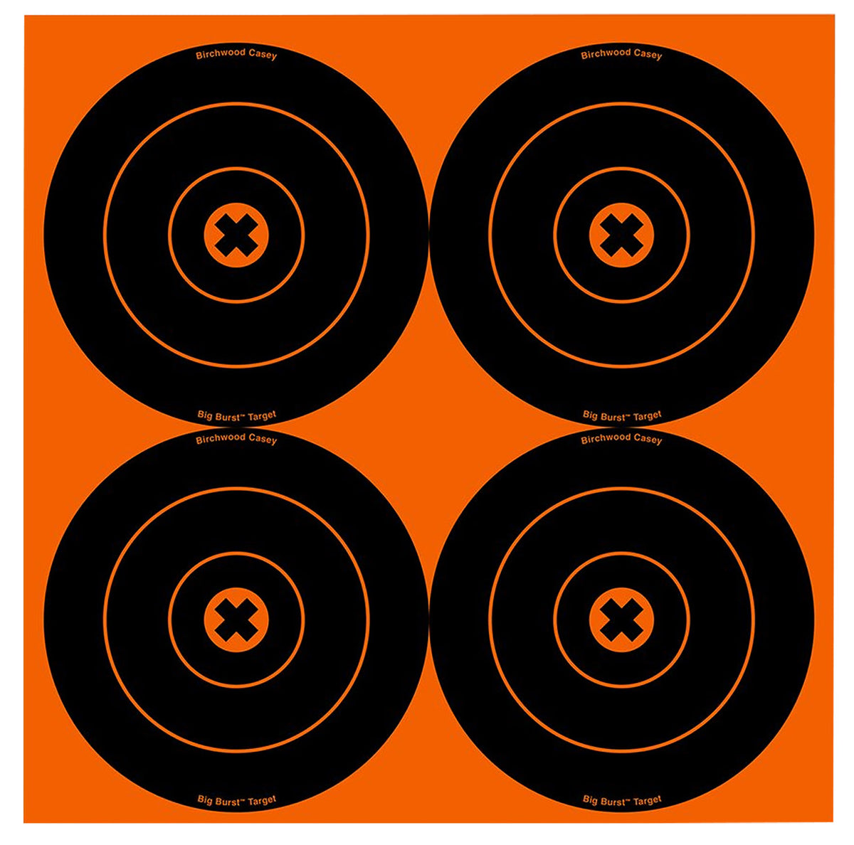Birchwood Casey 6" Bullseye Big Burst Self-Adhesive Revealing Target Black/Orange 12 Pack