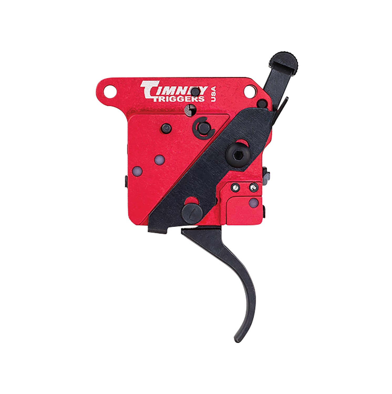 Timney Triggers 533 Remington 700 Right 2-Stage Curved Trigger 1-1.5 lb Black Red Finish