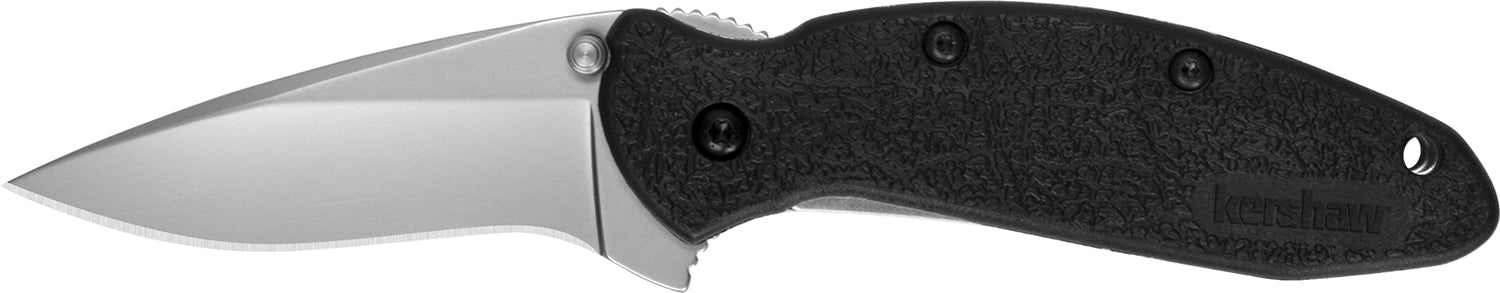 Kershaw Scallion Folding Knife 2.40" Plain 420HC SS Blade, Black Glass-Filled Nylon Handle SpeedSafe Assisted