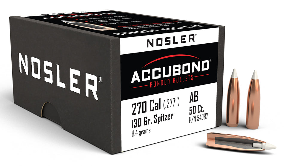 Nosler AccuBond 270 Win 130gr Spitzer Point Bullets 50/Box