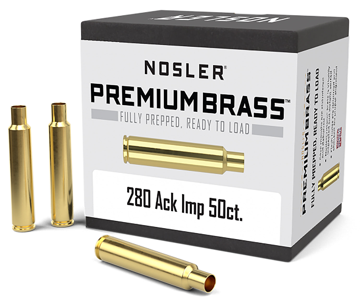 Nosler 10175 Premium Unprimed Brass Cases 280 Ackley Improved Rifle 50/Box