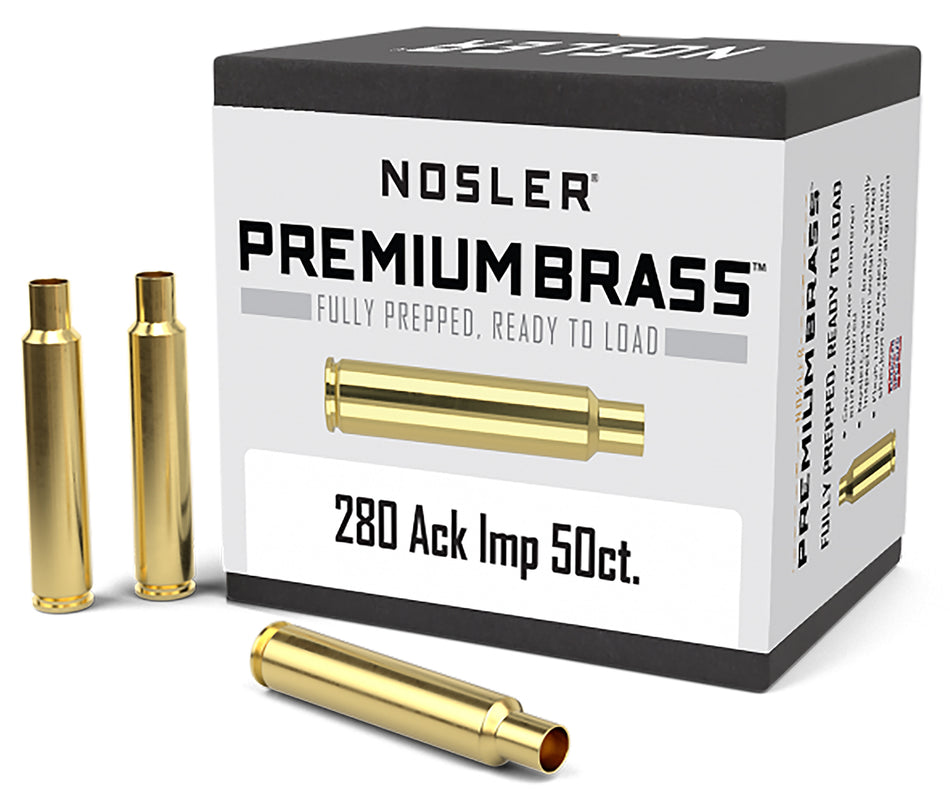 Nosler 10175 Premium Unprimed Brass Cases 280 Ackley Improved Rifle 50/Box