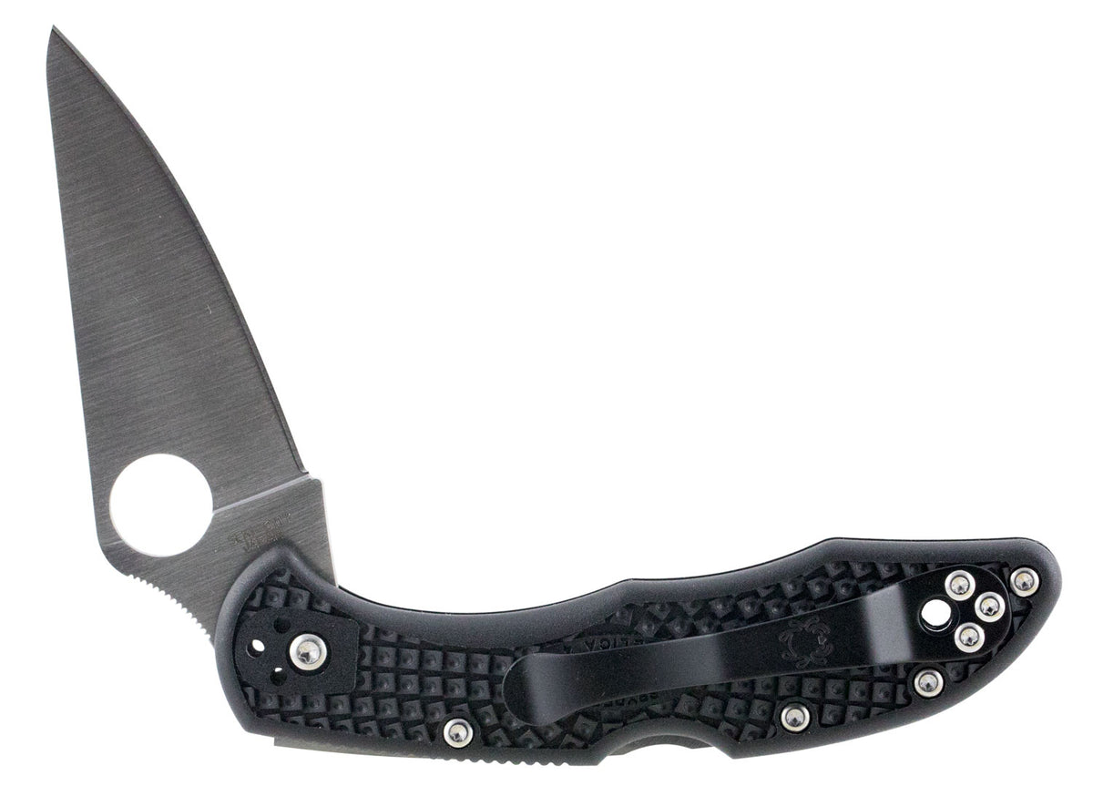 Spyderco Delica Folding Pocket Knife C11FPBK 2.875" Full Flat Ground VG-10 Plain Edge Black FRN Handle