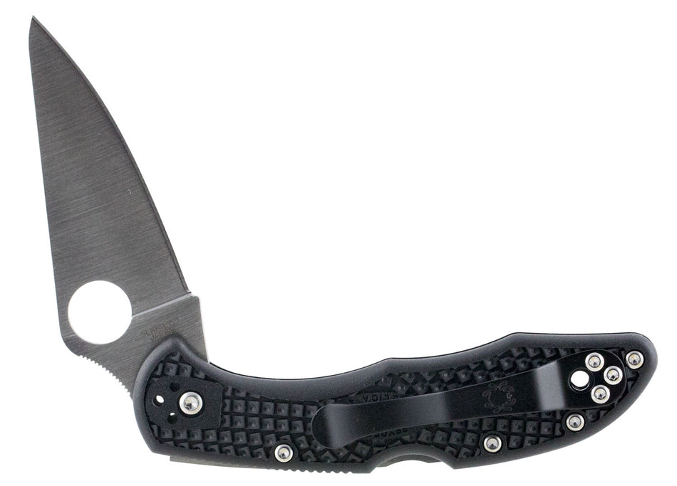 Spyderco Delica Folding Pocket Knife C11FPBK 2.875" Full Flat Ground VG-10 Plain Edge Black FRN Handle