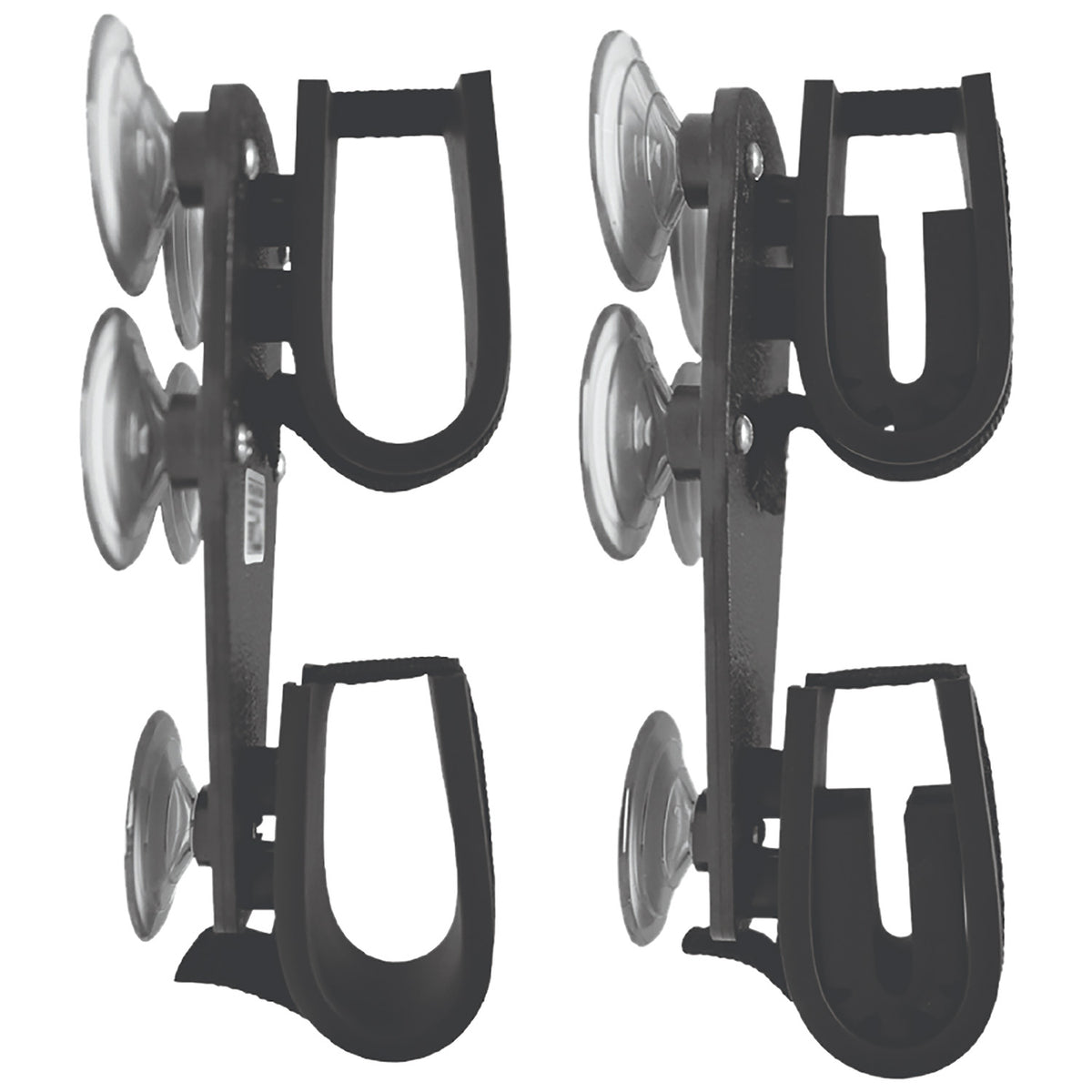 Rugged Gear 10020 Suction Cup Double Hook Gun Rack Black Metal