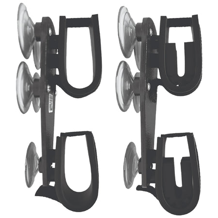 Rugged Gear 10020 Suction Cup Double Hook Gun Rack Black Metal