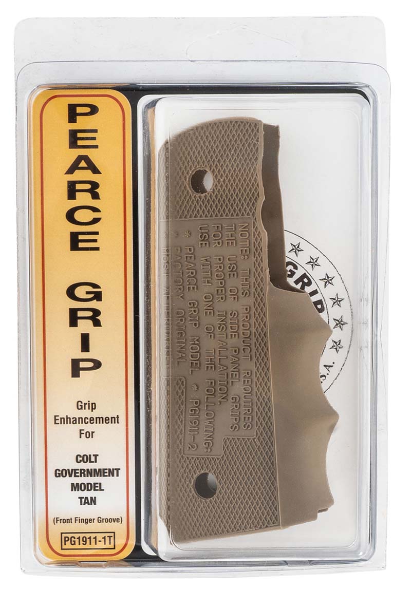 Pearce Grips Tan Rubber Finger Groove Insert for 1911 Government