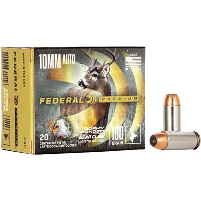 Federal Premium Pistol Ammo 10mm Trophy Bonded Bear Claw JSP 20 rd. 180 gr.