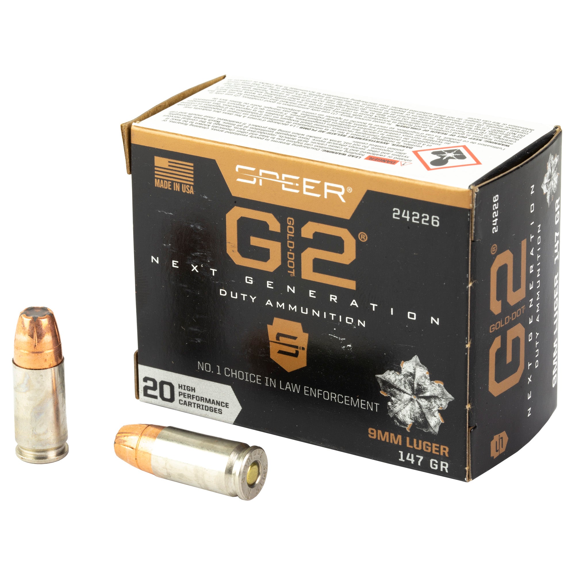 Speer Gold Dot G2 9mm Luger / Parabellum 147 grain Jacketed Hollow Point ammunition