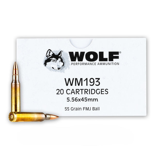 Wolf Gold M193 5.56x45mm NATO 55 grain Full Metal Jacket ammunition