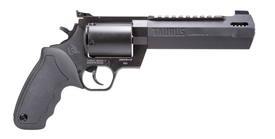 Taurus 2500061RH Raging Hunter Large Frame 500 S&W Mag 5rd 6.75" Black Ported/Target Crown Barrel, Matte Black Oxide Cylinder, Black Steel Frame Black Rubber Grip