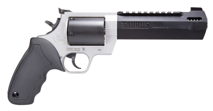 Taurus 2500065RH Raging Hunter Large Frame 500 S&W Mag 5rd 6.75" Matte Black Ported/Target Crown Barrel, Matte Black Oxide Cylinder, Matte Stainless Stainless Steel Frame, Black Rubber Grip