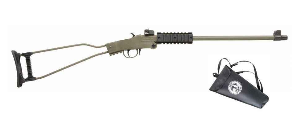 Chiappa Firearms 500266 Little Badger Full Size 22 LR 1 Shot, 16.50" OD Green Cerakote Steel Threaded Barrel, OD Green Cerakote Quad Picatinny Receiver, OD Green Cerakote Underfolding Wire Frame Stoc
