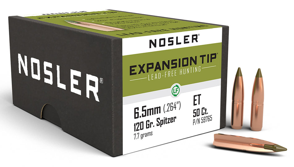 Nosler E-Tip 6.5 Creedmoor 120gr Spitzer Lead-Free Bullets 50/Box