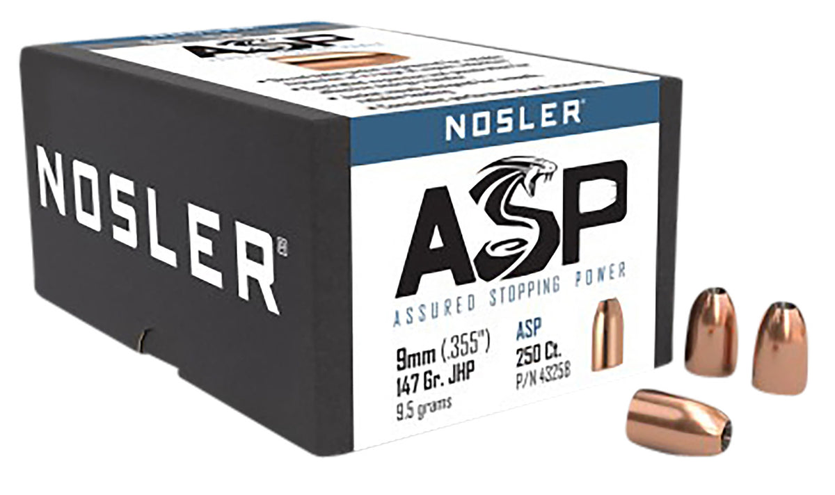 Nosler ASP 9mm 147gr Jacketed Hollow Point Pistol Bullets 250/Box