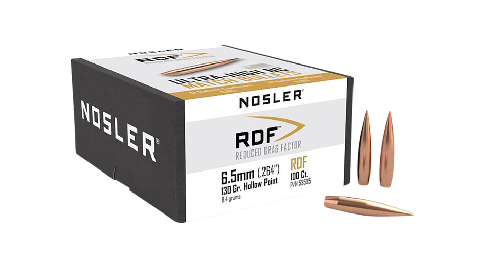 Nosler RDF Match 6.5 Creedmoor 130gr Hollow Point Boat Tail Bullets 100/Box