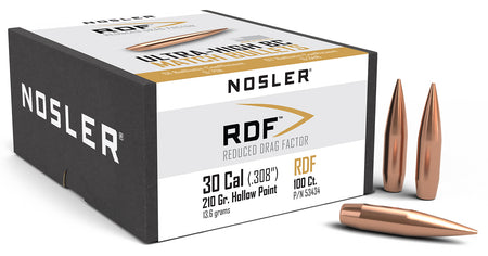 Nosler RDF Match 30 Cal 210gr Hollow Point Boat Tail Bullets 100/Box