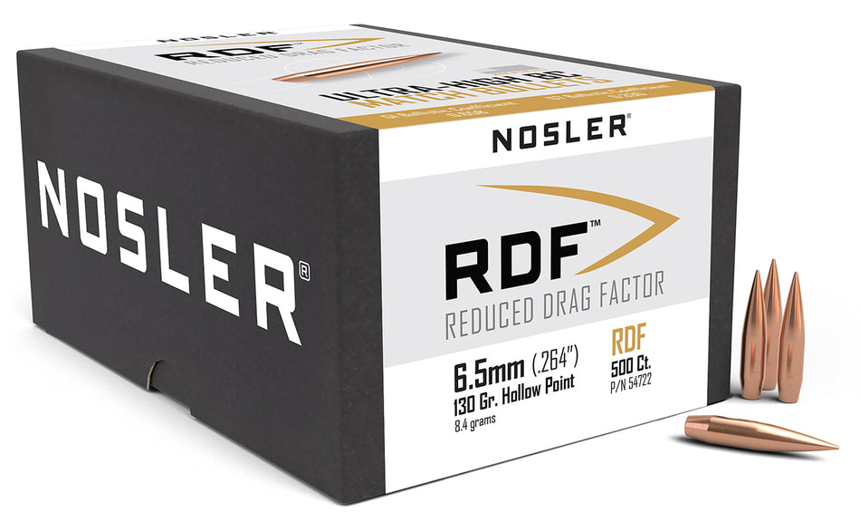 Nosler RDF Match 6.5 Creedmoor 130gr Hollow Point Boat Tail Bullets 500/Box