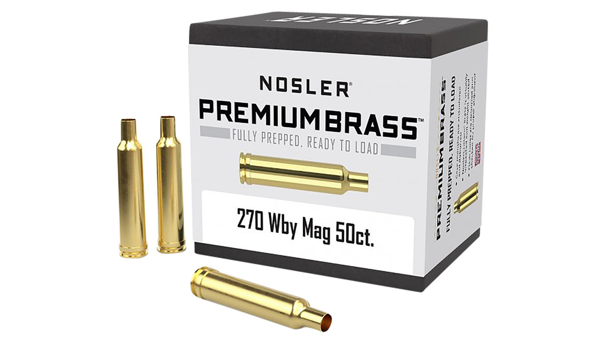 Nosler 10147 Premium Brass Unprimed Cases 270 Weatherby Mag Rifle Brass 50/Box