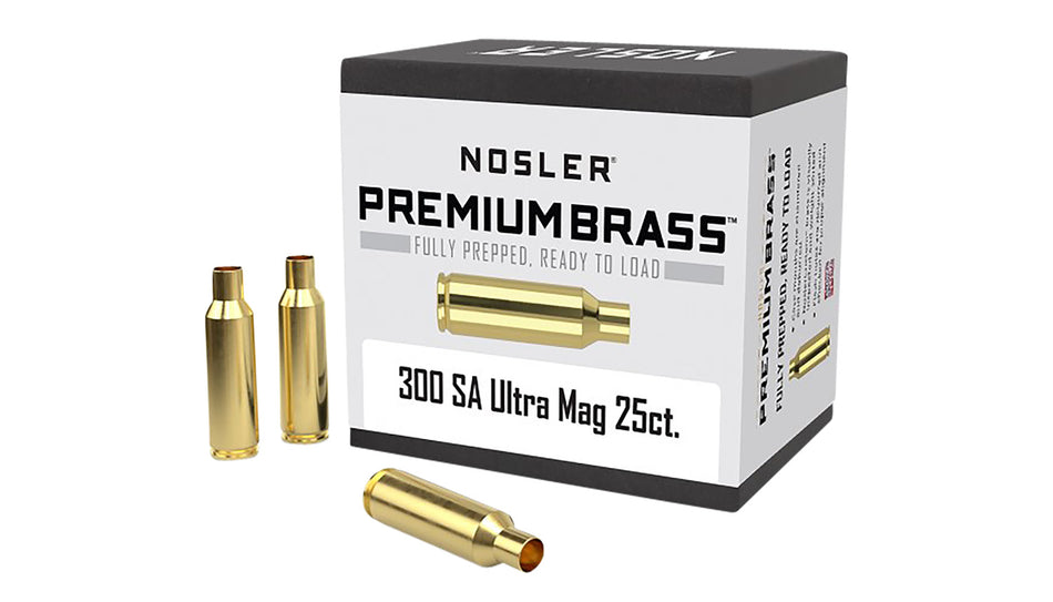 Nosler 10228 Premium Brass Unprimed Cases 300 Rem SAUM Rifle Brass 25/Box