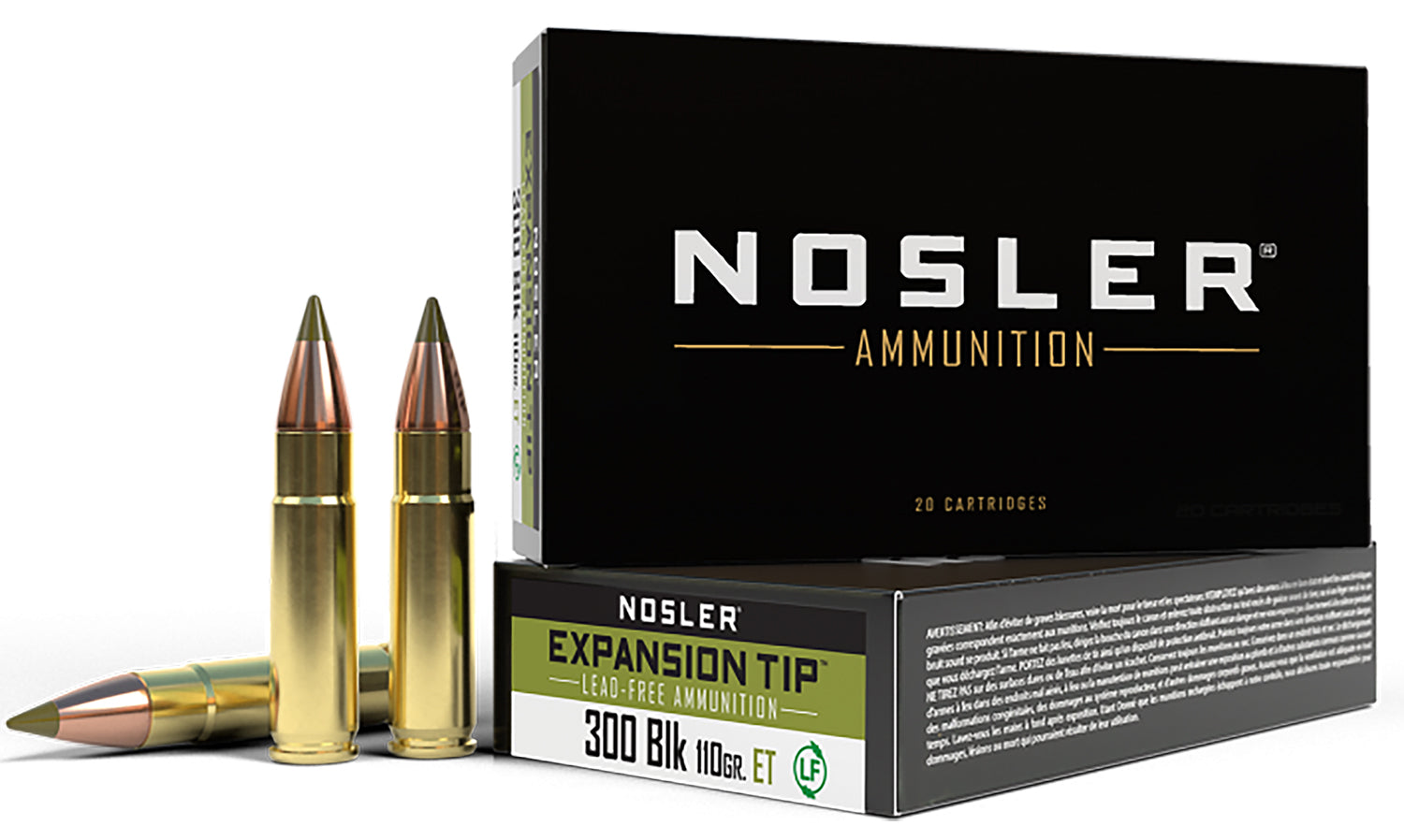 Nosler Expansion Tip .300 AAC Blackout 110 grain E-Tip Lead-Free ammunition
