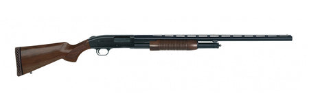 Mossberg 50430 500 Retrograde Full Size 12 Gauge Pump 3" 5+1 28" Matte Blued Vent Rib Barrel, Matte Blued Drilled & Tapped Receiver, Fixed Walnut Stock, Right Hand