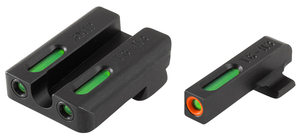 TruGlo TG13SM1PC TFX Pro Green Tritium Fiber Optic Orange Outline Front Sight Green Tritium Rear Sight