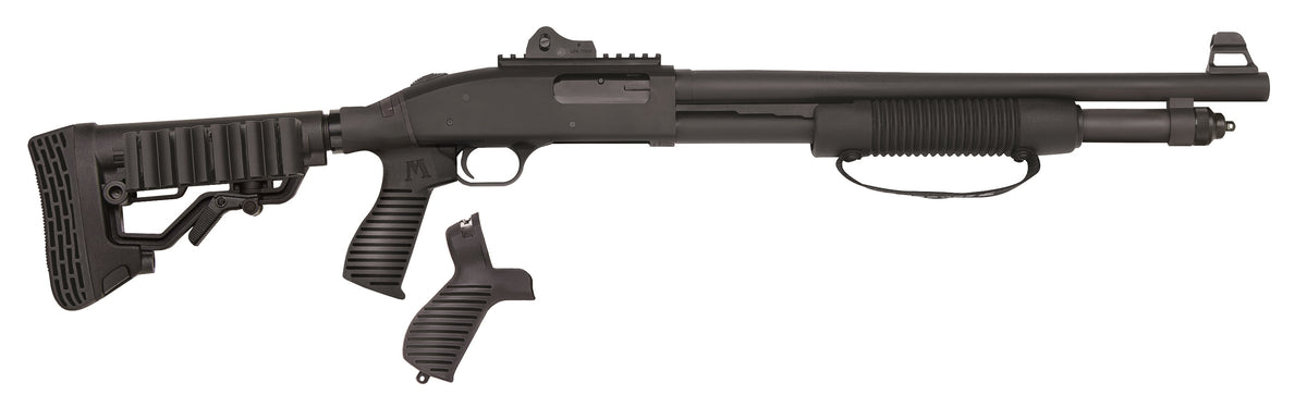 Mossberg 50696 590 Tactical SPX 12 Gauge 3" 6+1 18.50" Cylinder Bore Barrel Matte Blued Rec Black FLEX 6 Position Stock Includes FLEX Pistol Grip & FO, Ghost Ring Sights