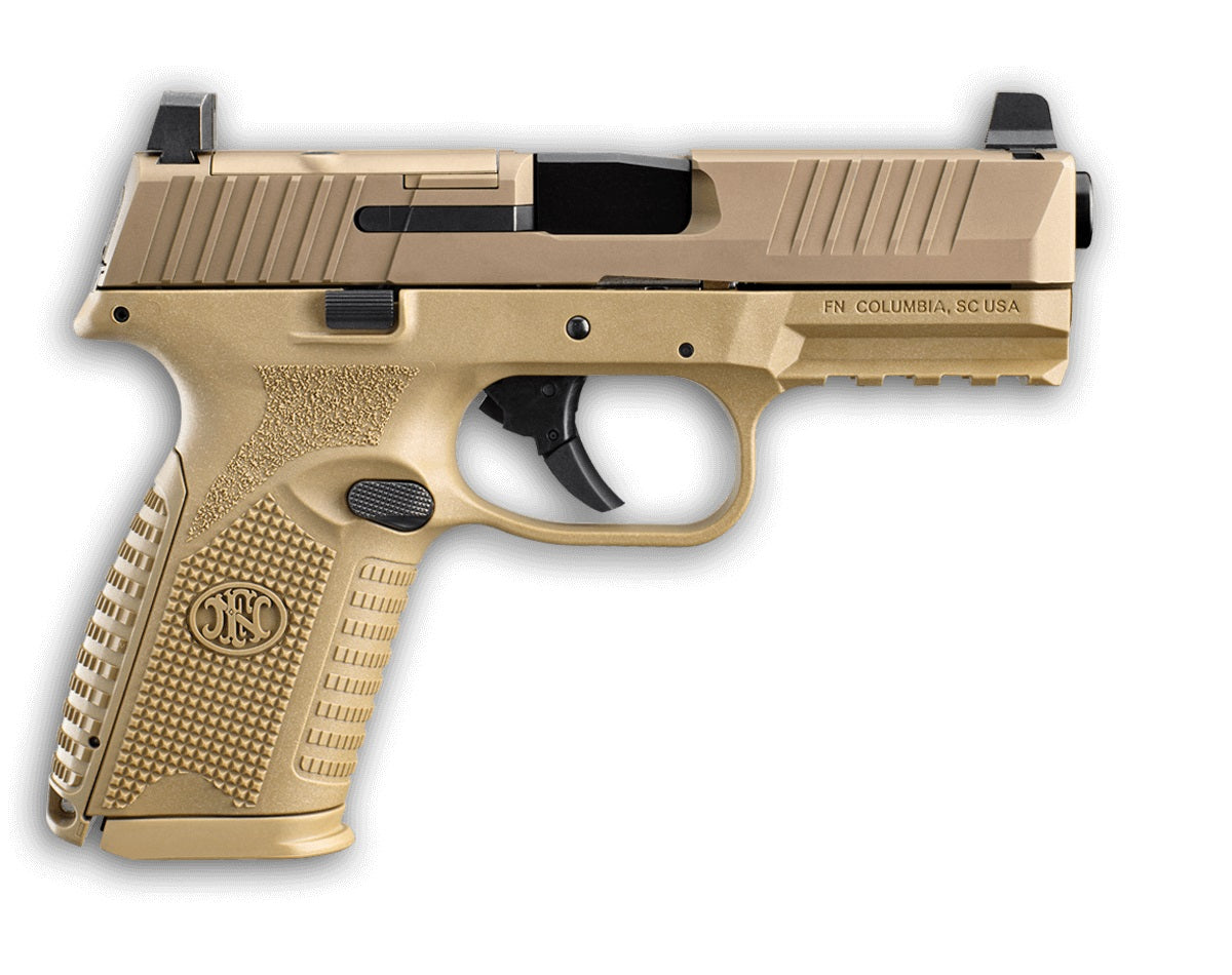 FN 66100741 509M MRD Mid-Size 9mm Luger 15+1 4" Black Recessed Crown Barrel, Flat Dark Earth PVD Optic Ready/Serrated Steel Slide, Flat Dark Earth Polymer Frame w/Picatinny Rail, Ambidextrous
