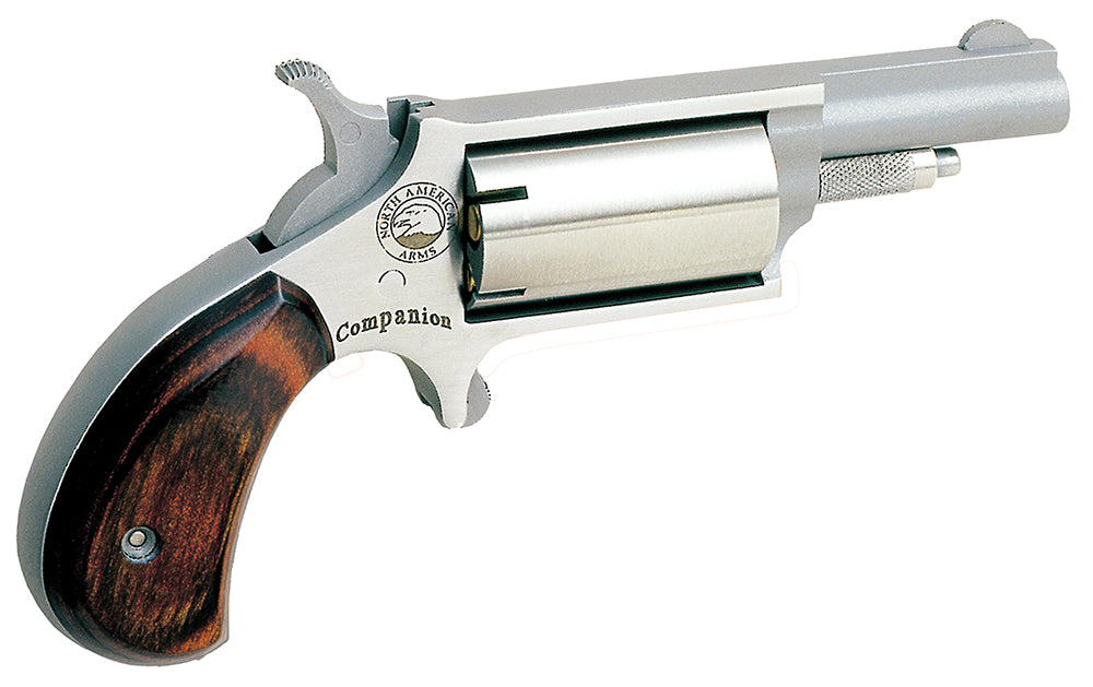 North American Arms 22MCB Companion SAO 22 Mag #11 Percussion 1.63" 5 Shot Stainless Frame Stainless, Cylinder & Barrel Rosewood Birdshead Grip