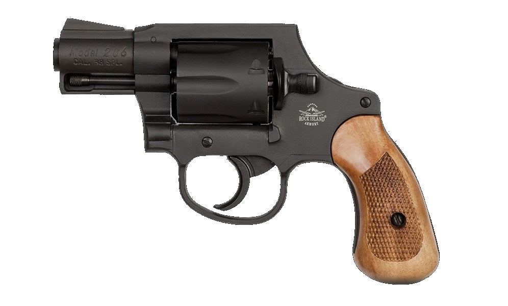 Rock Island 51280 M206 Small Frame 38 Special 6rd 2" Black Parkerized Steel Barrel, Cylinder & Frame, Checkered Wood Grip, Transfer Bar Safety, Concealed Hammer