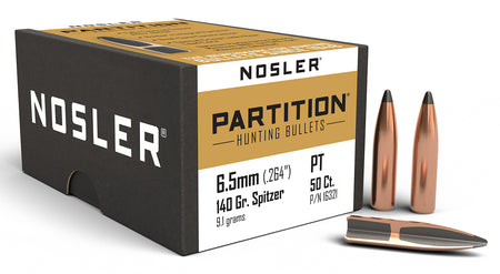 Nosler Partition 6.5 Creedmoor 140gr Spitzer Hunting Bullets 50/Box