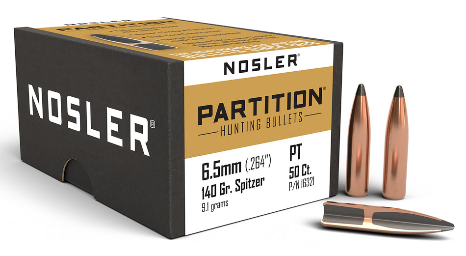 Nosler Partition 6.5 Creedmoor 140gr Spitzer Hunting Bullets 50/Box